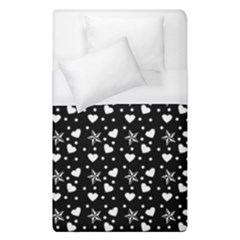 Hearts And Star Dot Black Duvet Cover (single Size) by snowwhitegirl