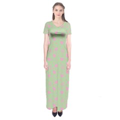 Hearts And Star Dot Green Short Sleeve Maxi Dress by snowwhitegirl