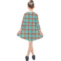 Aqua Orange Plaid Kids  Quarter Sleeve Shirt Dress View2