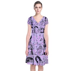 Lilac Yearbook 2 Short Sleeve Front Wrap Dress by snowwhitegirl