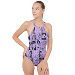 Lilac Yearbook 2 High Neck One Piece Swimsuit by snowwhitegirl