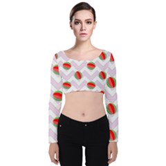 Watermelon Chevron Velvet Crop Top by snowwhitegirl