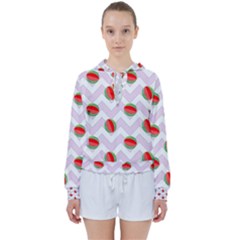 Watermelon Chevron Women s Tie Up Sweat by snowwhitegirl