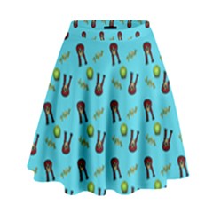 School Girl Pattern Blue High Waist Skirt by snowwhitegirl