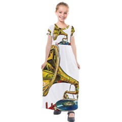 Vintage Gramophone Kids  Short Sleeve Maxi Dress by FunnyCow