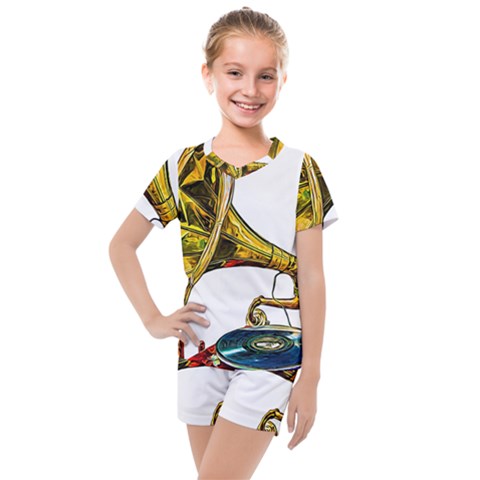 Vintage Gramophone Kids  Mesh Tee And Shorts Set by FunnyCow