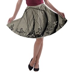 Ship 1515875 1280 A-line Skater Skirt by vintage2030