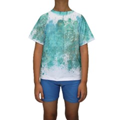 Splash Teal Kids  Short Sleeve Swimwear by vintage2030