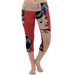 Comic Girl Capri Yoga Leggings by vintage2030