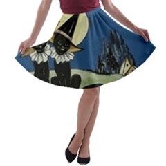 Black Cat 1462738 1920 A-line Skater Skirt by vintage2030