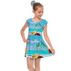 Red Chili Peppers On The Beach Kids Cap Sleeve Dress by FunnyCow