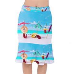 Red Chili Peppers On The Beach Mermaid Skirt by FunnyCow