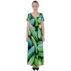 Pile Of Green Cucumbers High Waist Short Sleeve Maxi Dress by FunnyCow