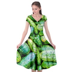 Pile Of Green Cucumbers Cap Sleeve Wrap Front Dress by FunnyCow