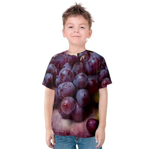 Red And Green Grapes Kids  Cotton Tee by FunnyCow