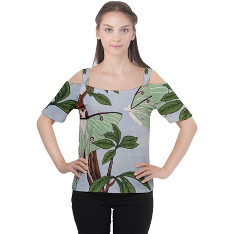 Lunar Moths Cutout Shoulder Tee by lwdstudio