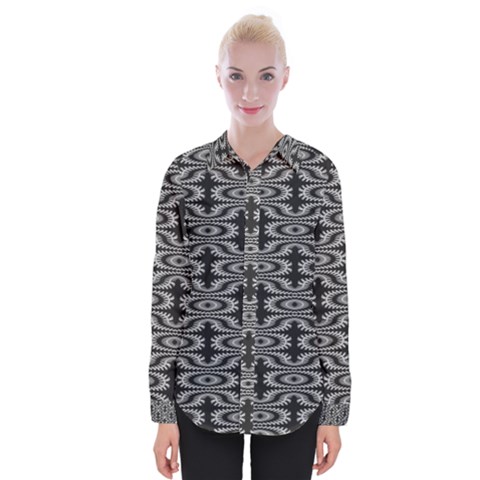 Monochrome Centipede Arabesque Womens Long Sleeve Shirt by linceazul