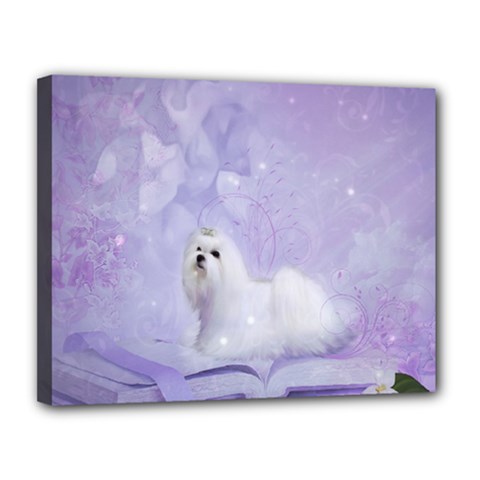 Cute Little Maltese, Soft Colors Canvas 14  X 11  (stretched) by FantasyWorld7