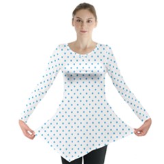 Mini Oktoberfest Bavarian Blue Polkadots On White Long Sleeve Tunic  by PodArtist