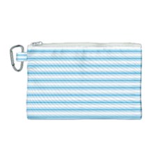 Oktoberfest Bavarian Blue And White Large Mattress Ticking Stripes Canvas Cosmetic Bag (medium) by PodArtist