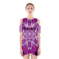 Wonderful Star Flower Painted On Canvas Shoulder Cutout One Piece Dress by pepitasart