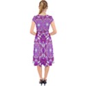 Wonderful Star Flower Painted On Canvas Cap Sleeve Front Wrap Midi Dress View2