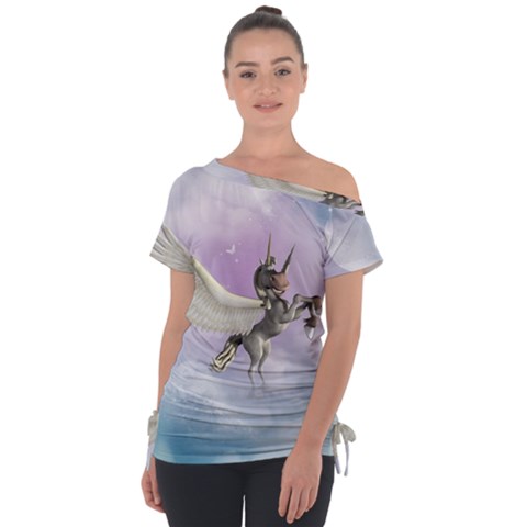 Cute Little Pegasus In The Sky, Cartoon Tie-up Tee by FantasyWorld7