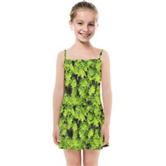 Green Hedge Texture Yew Plant Bush Leaf Kids Summer Sun Dress by Sapixe