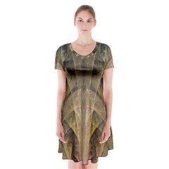 Fractal Art Graphic Design Image Short Sleeve V-neck Flare Dress by Sapixe