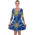 Blue Star Flower Quarter Sleeve Skater Dress View1