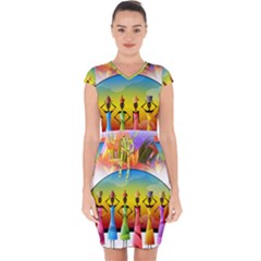 African American Women Capsleeve Drawstring Dress  by AlteredStates