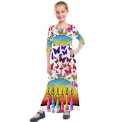 African Americn Art African American Women Kids  Quarter Sleeve Maxi Dress by AlteredStates