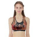 Awesome Black And White Wolf Sports Bra with Border View1