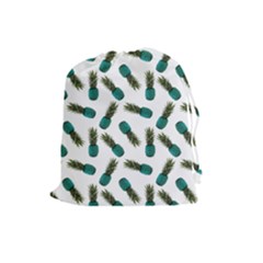 Pinapples Teal Drawstring Pouch (large) by snowwhitegirl