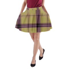 Beige Purple Plaid A-line Pocket Skirt by snowwhitegirl