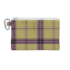 Beige Purple Plaid Canvas Cosmetic Bag (medium) by snowwhitegirl