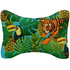 Tropical Pelican Tiger Jungle Blue Seat Head Rest Cushion by snowwhitegirl