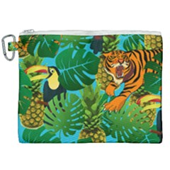 Tropical Pelican Tiger Jungle Blue Canvas Cosmetic Bag (xxl) by snowwhitegirl