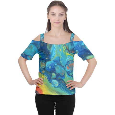 Fire Edge Nebula Cutout Shoulder Tee by lwdstudio