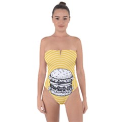 Pop Art Hamburger  Tie Back One Piece Swimsuit by Valentinaart