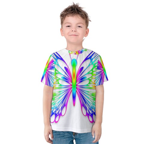 Rainbow Butterfly Kids  Cotton Tee by amazinganimals