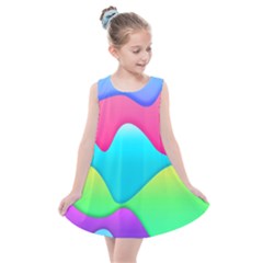 Lines Curves Colors Geometric Lines Kids  Summer Dress by Nexatart