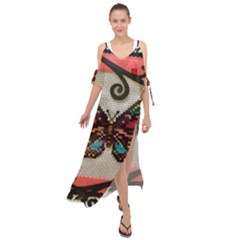 Cross Stitch Butterfly Maxi Chiffon Cover Up Dress by DeneWestUK