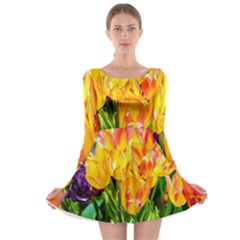 Festival Of Tulip Flowers Long Sleeve Skater Dress by FunnyCow