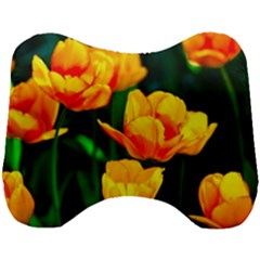 Yellow Orange Tulip Flowers Head Support Cushion by FunnyCow