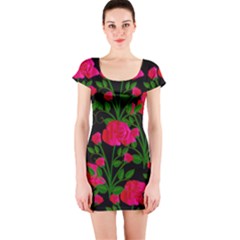 Roses At Night Short Sleeve Bodycon Dress by snowwhitegirl