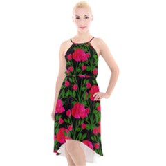 Roses At Night High-low Halter Chiffon Dress  by snowwhitegirl