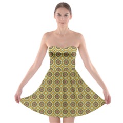 Floral Circles Yellow Strapless Bra Top Dress by BrightVibesDesign