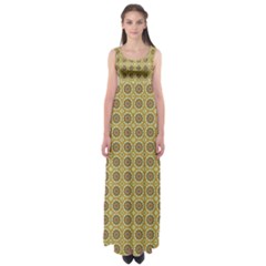 Floral Circles Yellow Empire Waist Maxi Dress by BrightVibesDesign