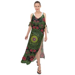 Sunshine Mandala In Rose Heaven Maxi Chiffon Cover Up Dress by pepitasart